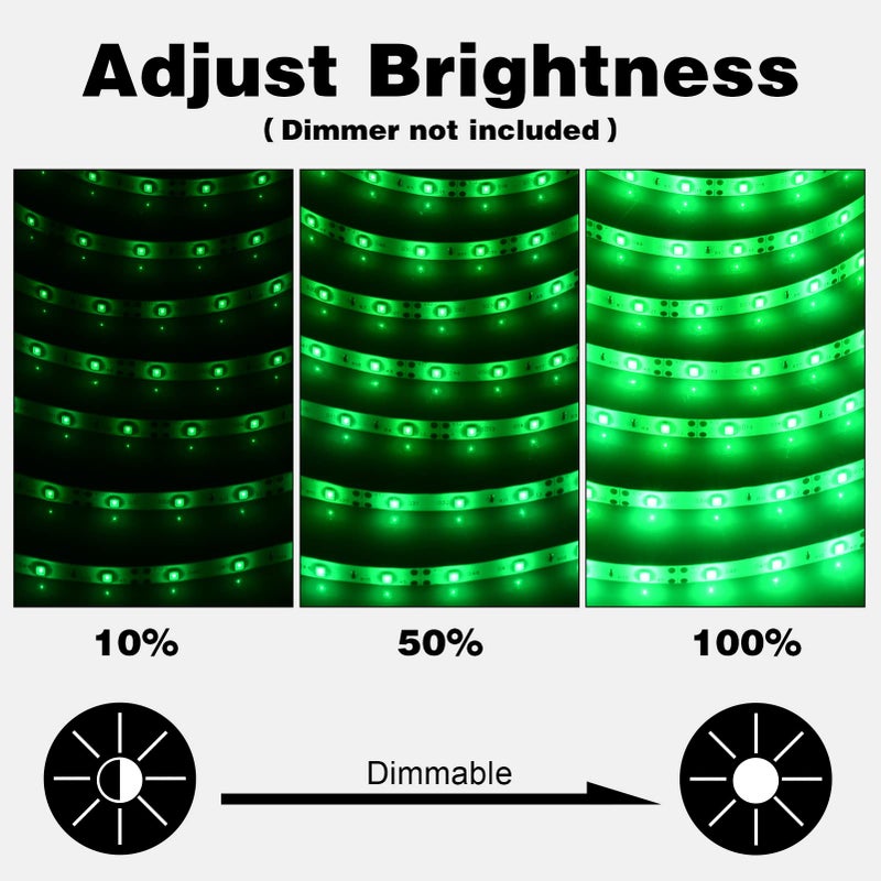 iNextStation 12V LED Light Strip IP65 Waterproof Green LED Strip Lights 16.4ft/5m Cuttable 300 SMD 2835 LED Tape Flexible Led Lights for Bedroom Outdoor Indoor Decor (Power Adapter not Included) - Image 5